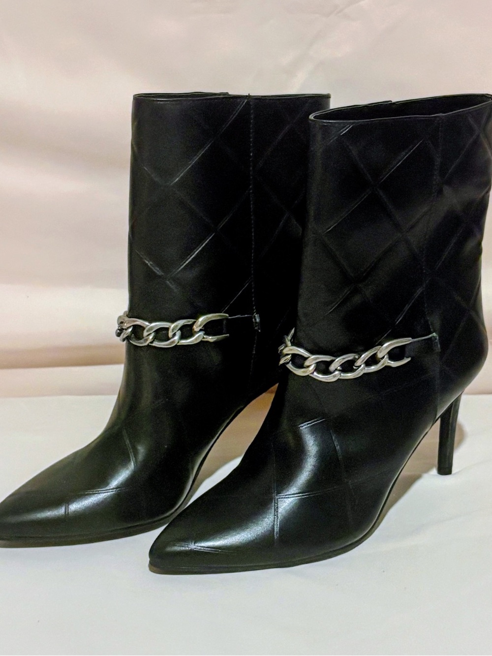 Chinese Laundry Black Quilted Chain Ankle Boots
